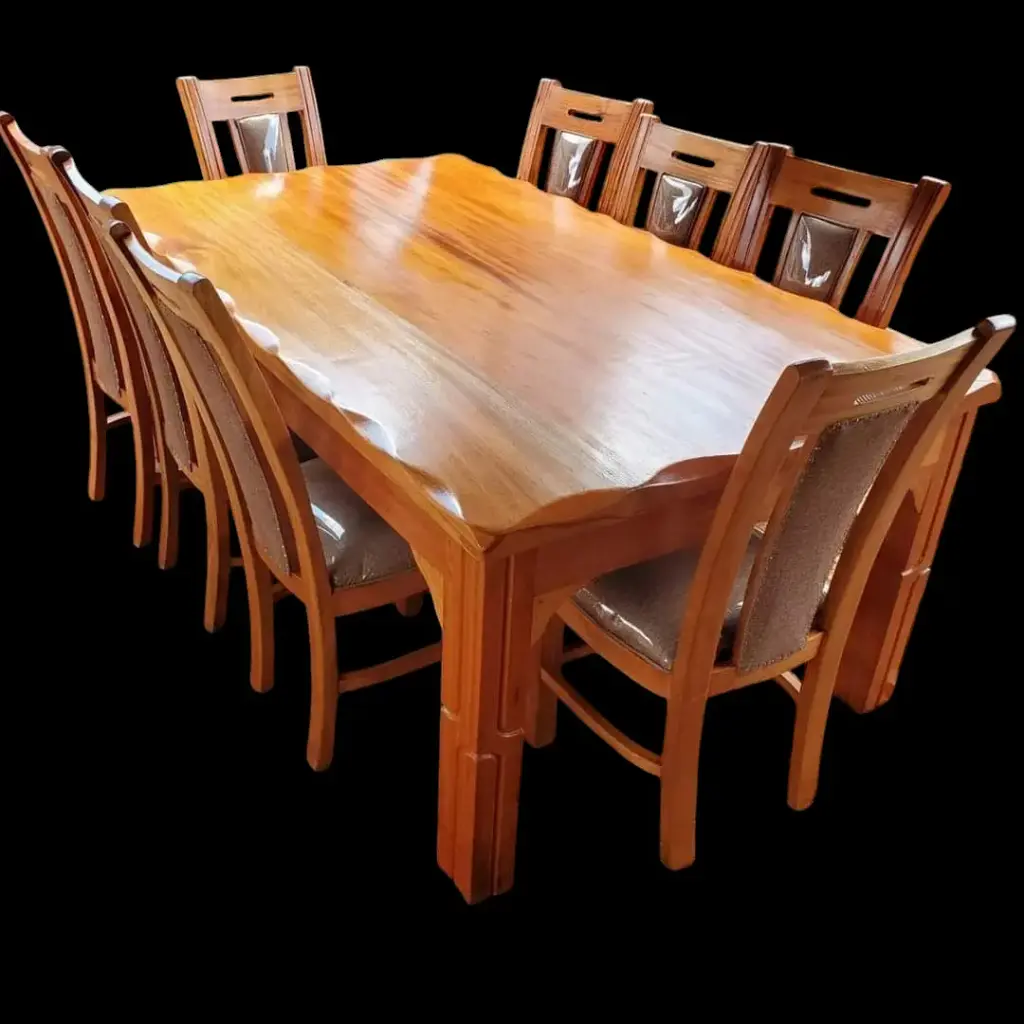 Dinning set  (8 seater, Natural mahogany colour)
