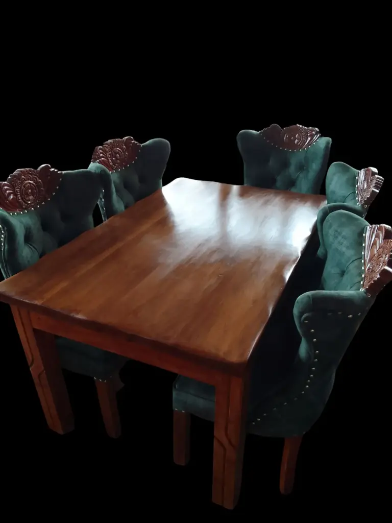 Dinning set (6 seater, Natural mahogany colour)