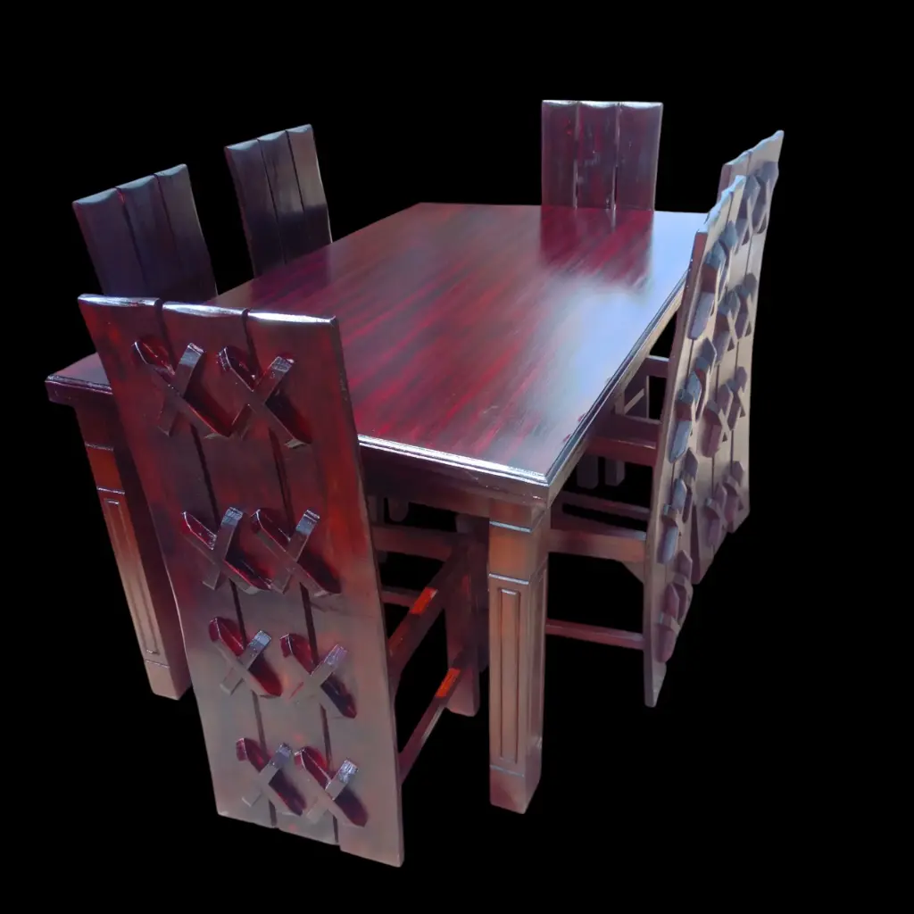 Dinning set  (6 seater, Natural mahogany colour)