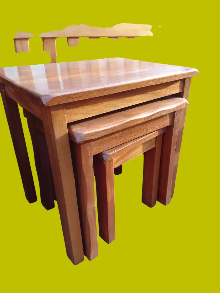 Nest of stools (45*45*30, Natural mahogany colour)