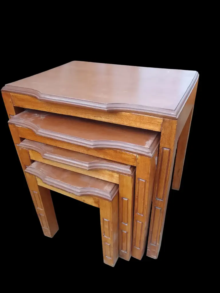 Nest of stools  (45*45*30, Natural mahogany colour)