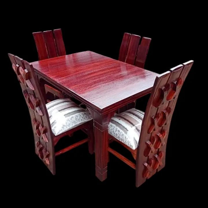 Dinning set  (4 chairs, Natural mahogany colour)