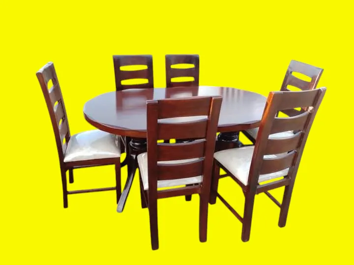 Dinning set  (6 chairs, Natural mahogany colour)