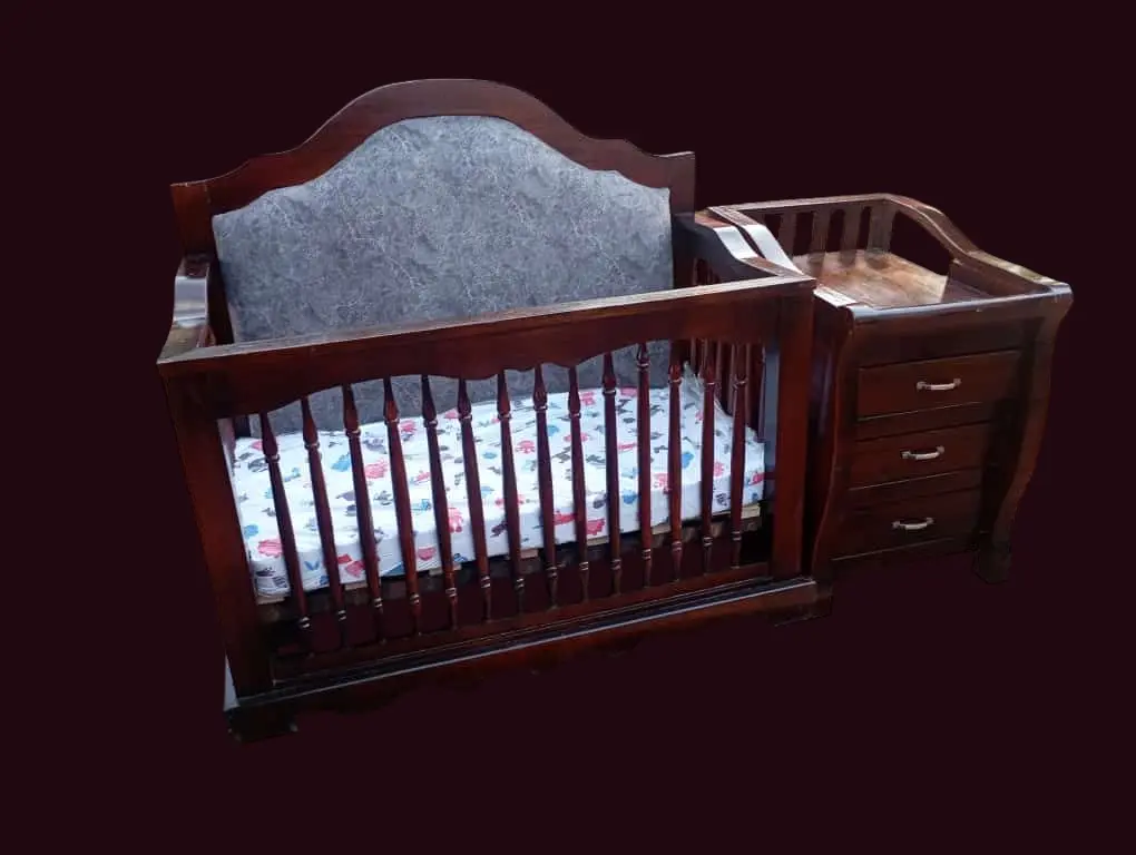 Baby cot (120cm × 60 cm, Natural mahogany colour)